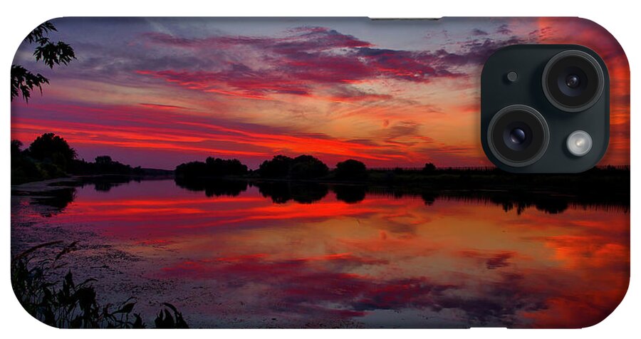 Summer Sunset On The River iPhone Case featuring the photograph Summer sunset on the river by Lynn Hopwood