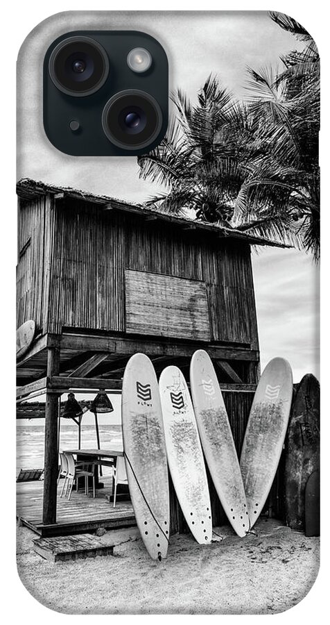 African iPhone Case featuring the photograph Summer Surf Shack Black and White by Debra and Dave Vanderlaan