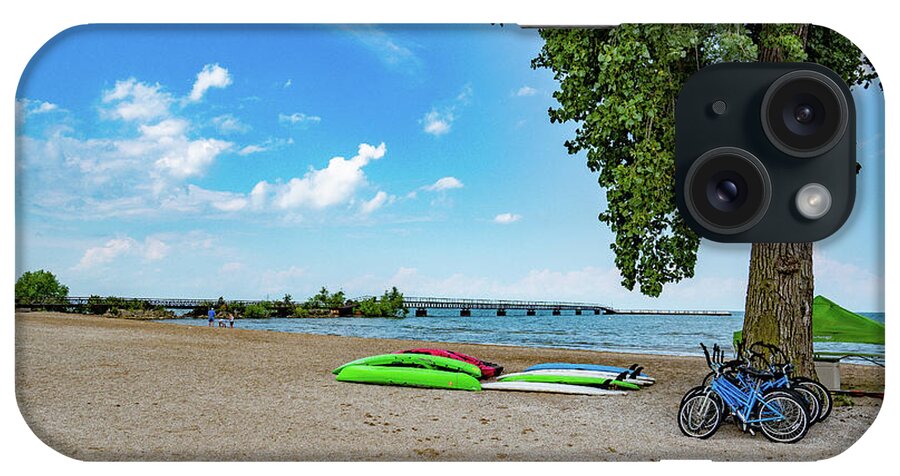 Camp iPhone Case featuring the photograph Summer View Of Camp Perry Pier Beach Port Clinton Ohio by Dave Morgan