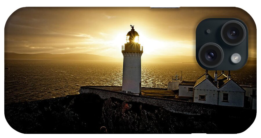 Biblical Light iPhone Case featuring the photograph Sun setting over Bressay Lighthouse by Tony Mills