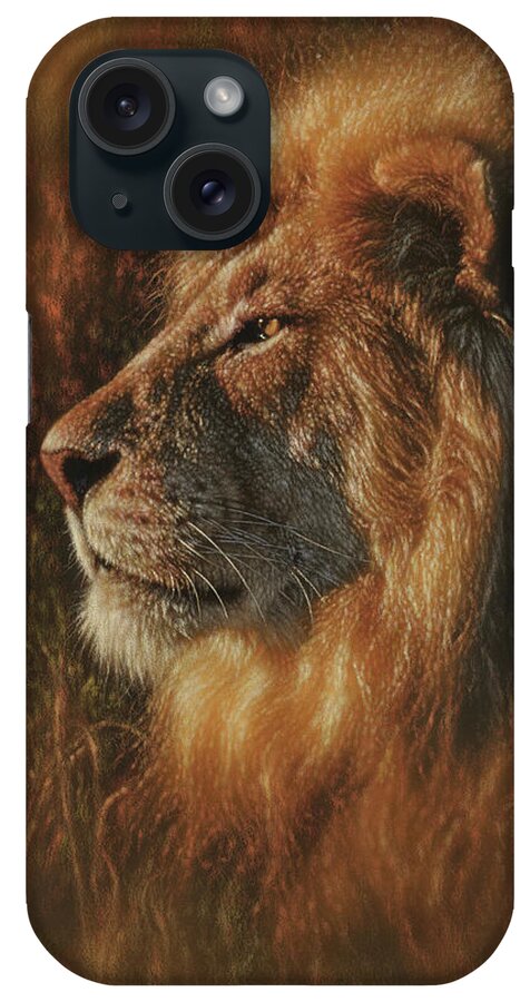 Lion iPhone Case featuring the painting Sunbathing - Lion by Collin Bogle