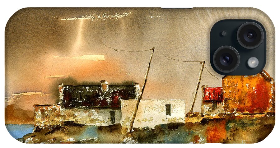  iPhone Case featuring the painting Sunburst over Dugort, Achill, Mayo. by Val Byrne