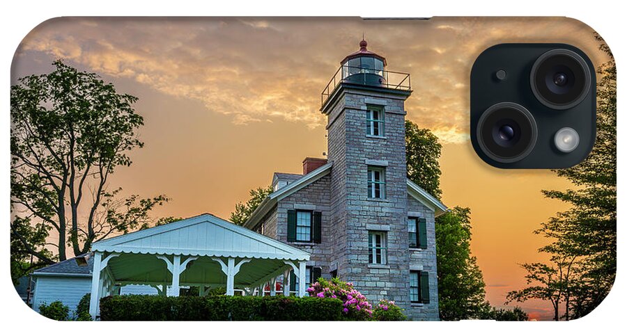 Sodus Bay Lighthouse iPhone Case featuring the photograph Sundown At Sodus Bay Lighthouse Museum by Mark Papke