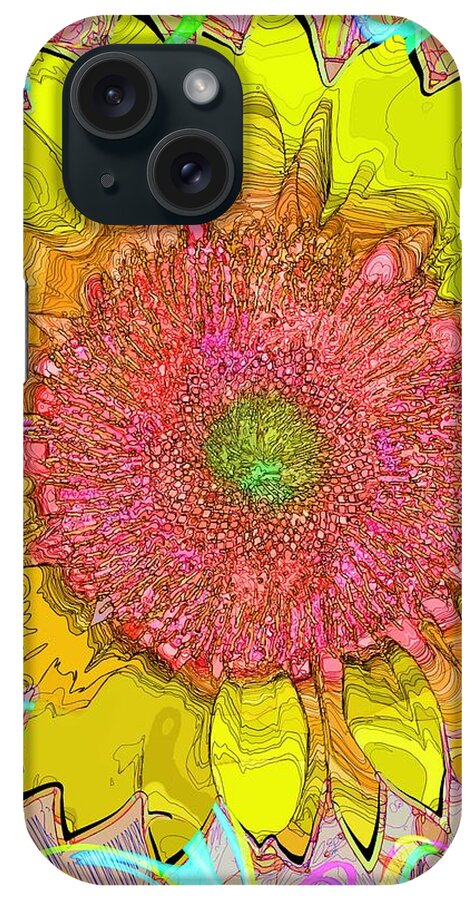 Sunflower Art iPhone Case featuring the mixed media Sunflower artwork v1 by David McKinney