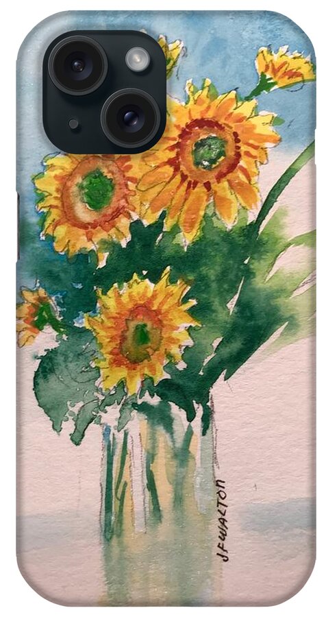Sunflowers. Floral.yellow Bouquet. iPhone Case featuring the painting Sunflower bouquet by Judy Fischer Walton