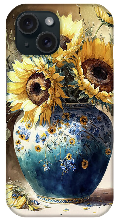 Sunflowers iPhone Case featuring the painting Sunflower Bouquet by Tina LeCour