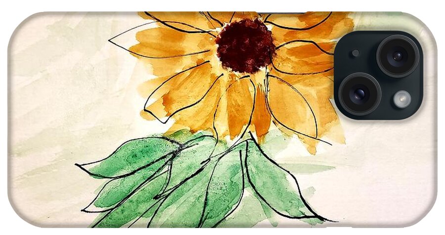  iPhone Case featuring the painting Sunflower by Margaret Welsh Willowsilk