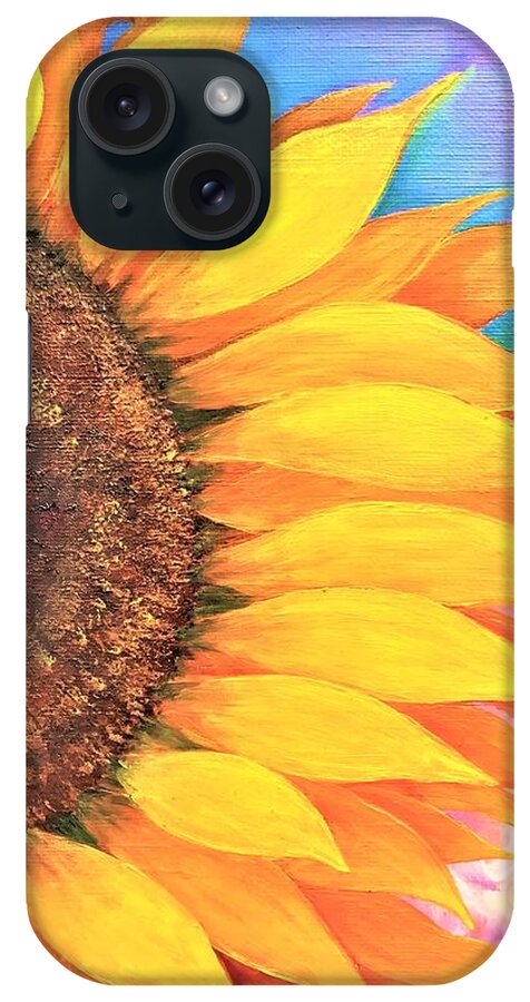 Sunflower Oil Painting Home Décor Wall Art Wall Décor Flowers Yellow Flowers Canvas Painting On Canvas iPhone Case featuring the painting Sunflower by Tanya Harr