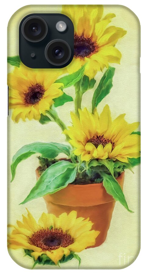 Sunflowers iPhone Case featuring the mixed media Sunflowers by Olga Hamilton
