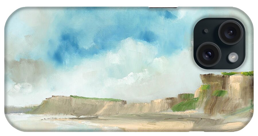 Beach iPhone Case featuring the painting Sunlight on Tresilian Cliffs by Roger Clarke
