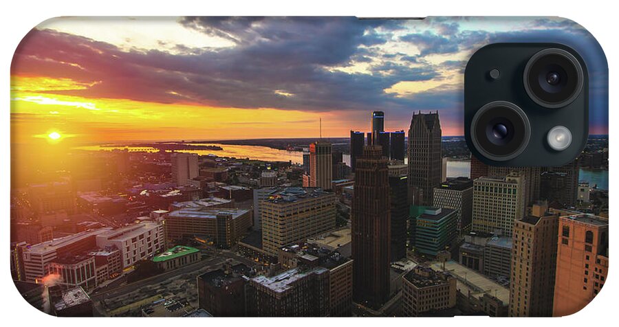 Detroit iPhone Case featuring the photograph Sunrise above downtown Detroit by Jay Smith