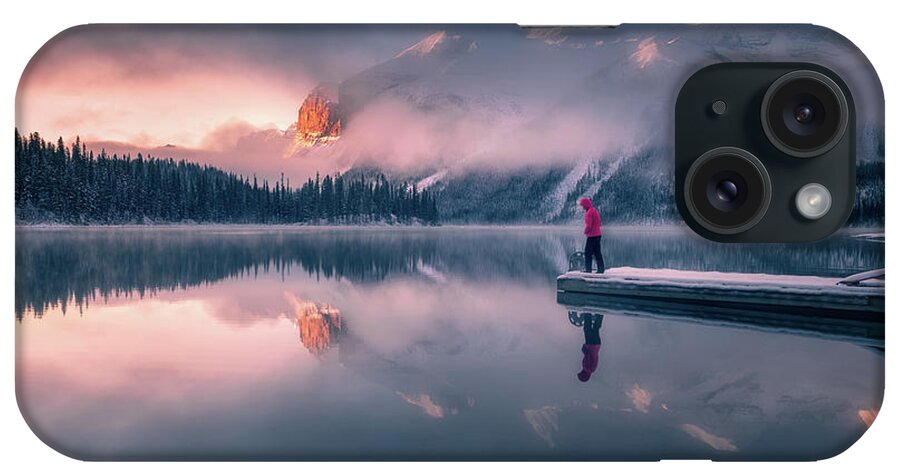Maligne iPhone Case featuring the photograph Sunrise at Fisherman Bay #2 by Henry w Liu