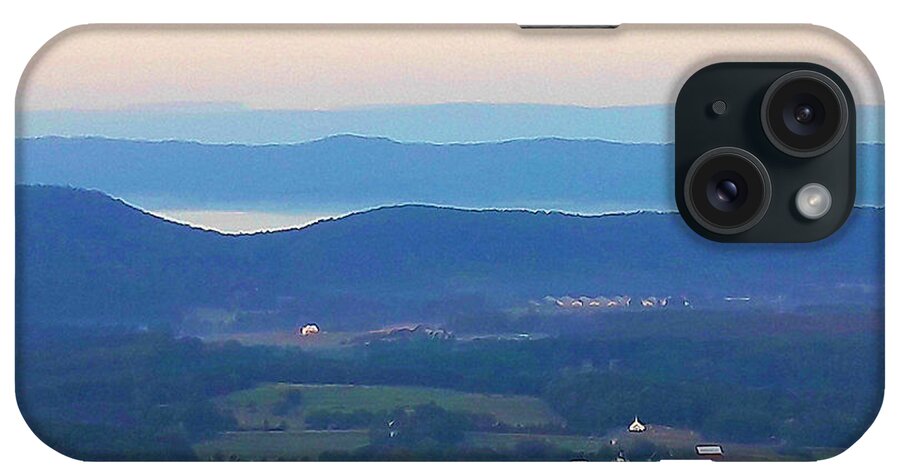 John's Mountain Overlook iPhone Case featuring the mixed media Sunrise Fog from John's Mountain by Tracy Ruckman