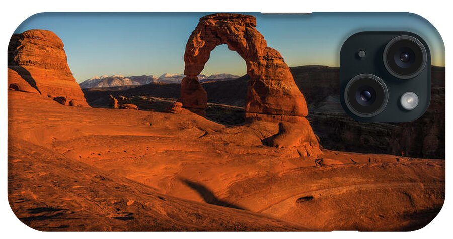 Sunset iPhone Case featuring the photograph Sunset at Delicate Arch by Owen Weber