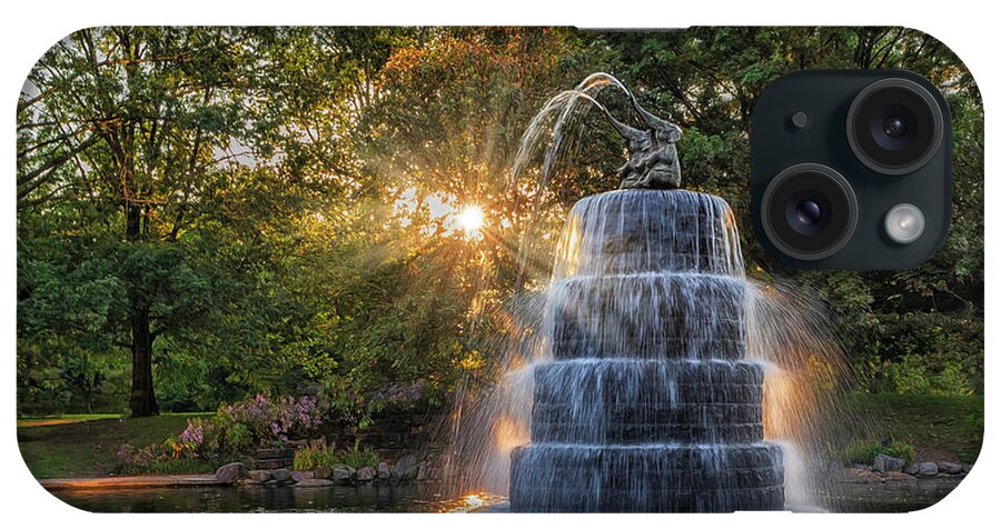 Goodale Park iPhone Case featuring the photograph Sunset at Goodale Park Fountain by Teresa Jack