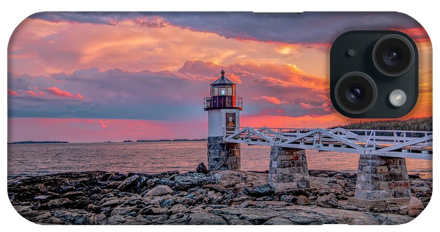 Marshal Point Lighthouse iPhone Case featuring the photograph Sunset at Marshall Point Lighthouse, Coastal Maine by Marcy Wielfaert