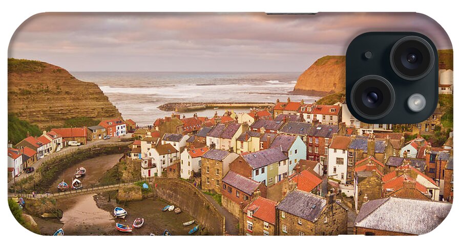 Staithes Yorkshire iPhone Case featuring the photograph Sunset at Staithes, Yorkshire, England by Neale And Judith Clark