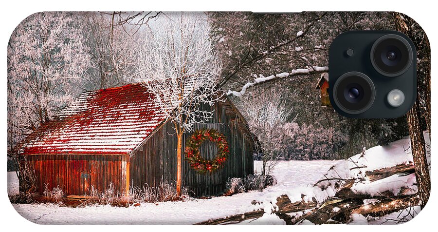 Barn iPhone Case featuring the photograph Sunset Barn in the Snow by Debra and Dave Vanderlaan