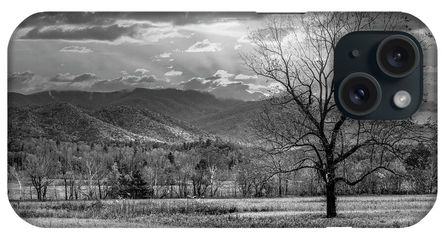Tree iPhone Case featuring the photograph Sunset Clouds in Cades Cove Black and White by Debra and Dave Vanderlaan
