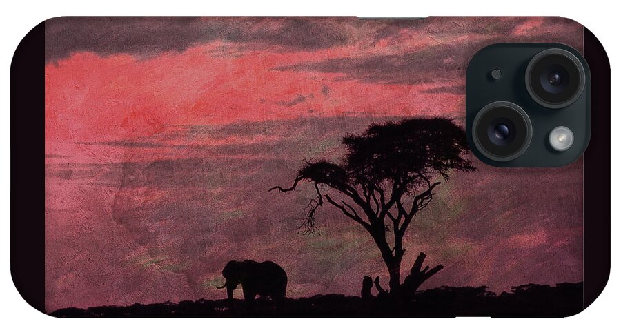 Elephant iPhone Case featuring the digital art Sunset Elephant by Russel Considine