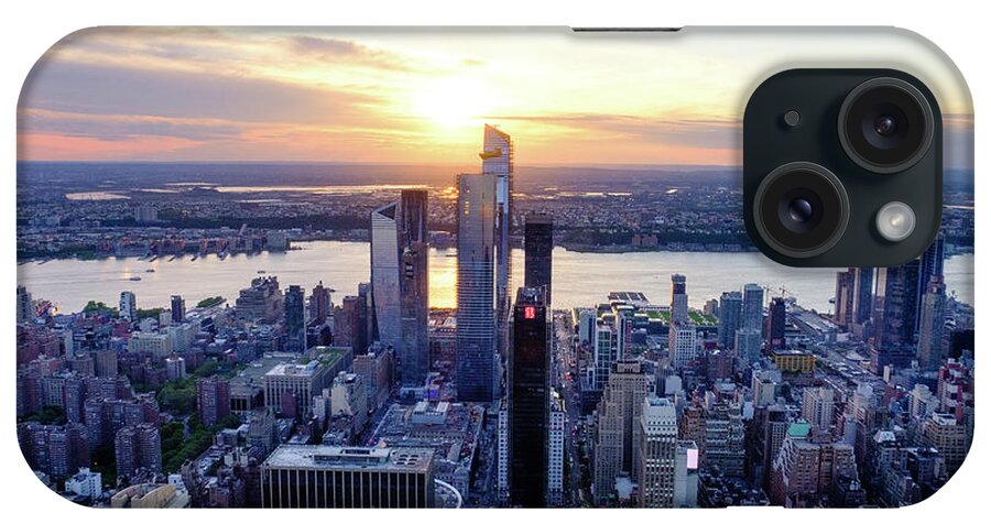 New York iPhone Case featuring the photograph Sunset from empire state building by Alberto Zanoni