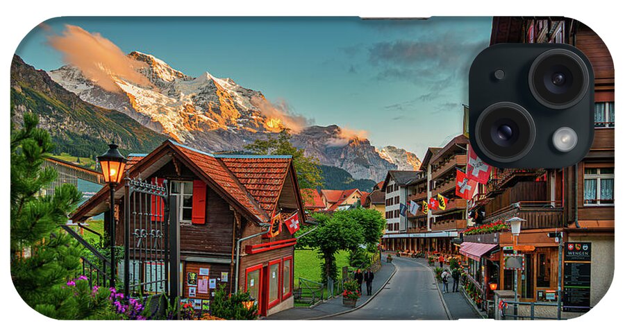 Switzerland iPhone Case featuring the digital art Sunset in Wengen by Kevin McClish
