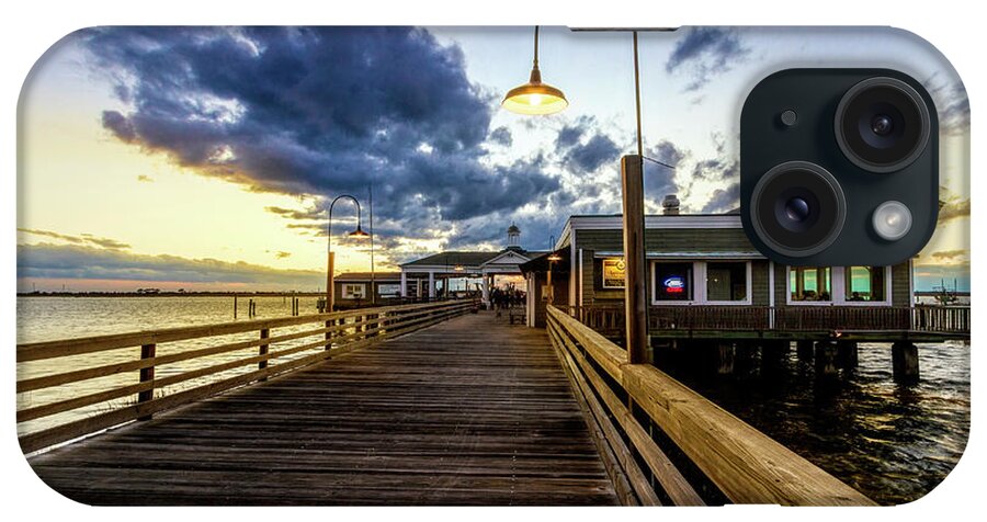 Boats iPhone Case featuring the photograph Sunset Lights at the Dock Jekyll Island by Debra and Dave Vanderlaan