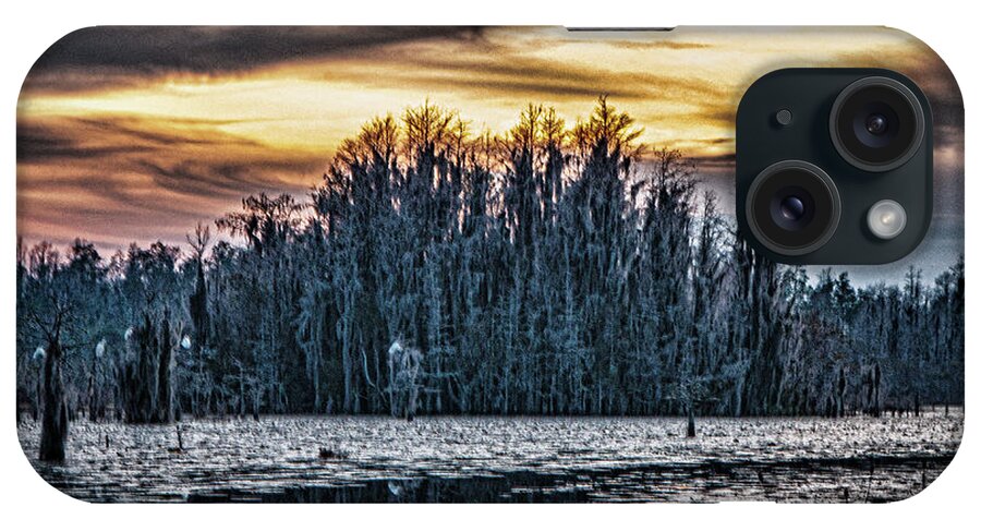 Okefenoke Great Egret Rookery iPhone Case featuring the photograph Sunset on Great Egret Rookeryy by Daniel Hebard