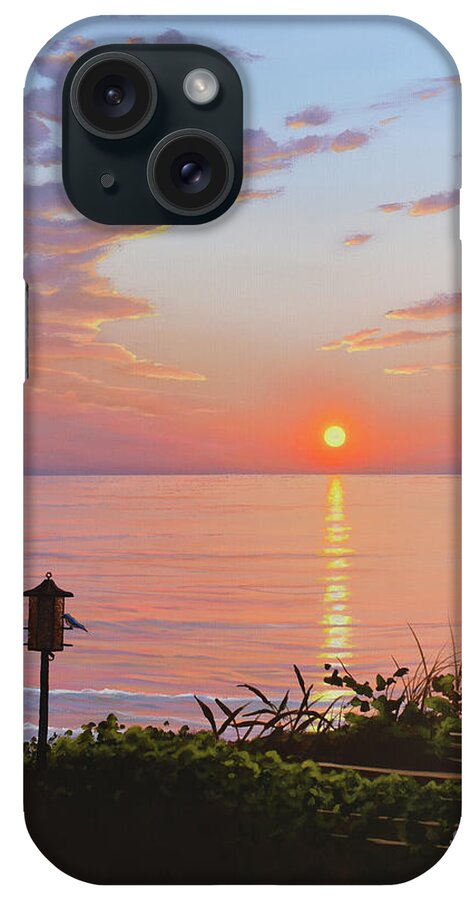 Michigan iPhone Case featuring the painting Sunset on the Lake by Joe Mandrick