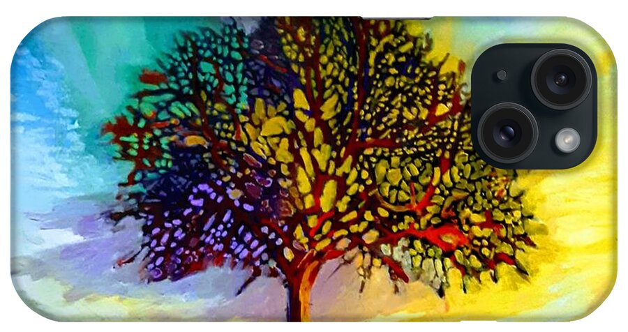 Oak Tree iPhone Case featuring the painting Sunset on the old Oak Tree by Marysue Ryan