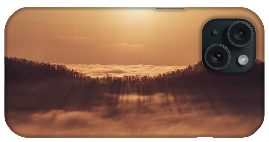Palkovicke Hurky iPhone Case featuring the photograph Sunset over a sea of clouds by Vaclav Sonnek