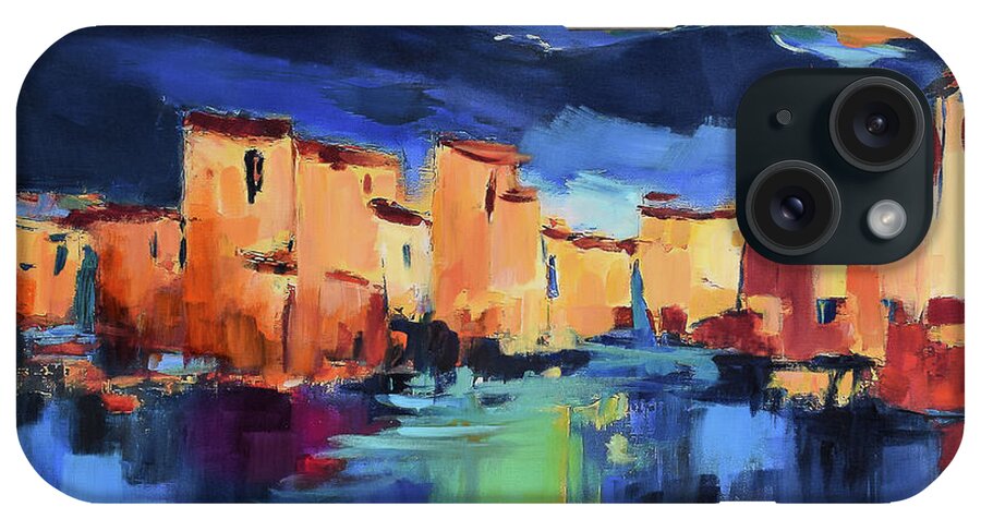 Cinque Terre iPhone Case featuring the painting Sunset Over the Village by Elise Palmigiani