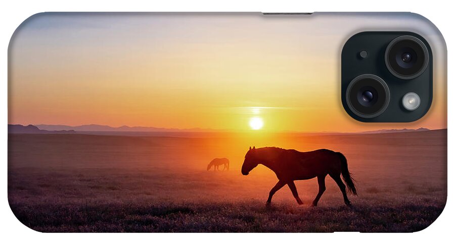 Horse iPhone Case featuring the photograph Sunset Silhouette by Dirk Johnson