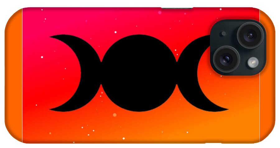 Digital iPhone Case featuring the digital art Sunset Triple Moon Goddess Symbol on Warm Ombre by Vicki Noble