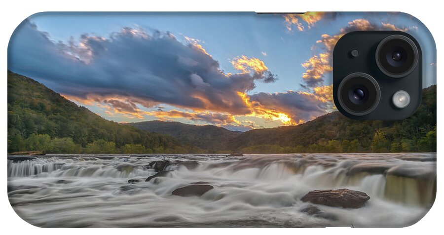 New River Gorge iPhone Case featuring the photograph Sunset waterfall by Robert Miller