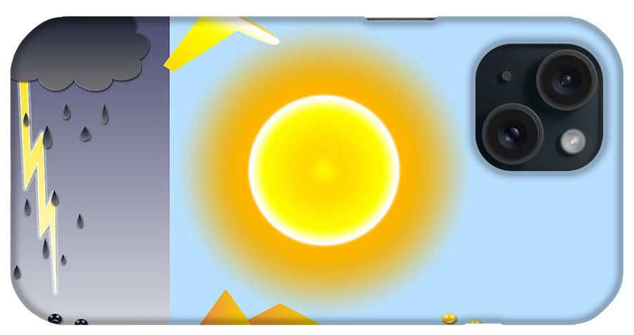 Sun iPhone Case featuring the digital art Sunshine and Rain by Vintage Collectables