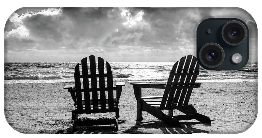 Black iPhone Case featuring the photograph Sunshine and Shadows in the Sand Black and White by Debra and Dave Vanderlaan