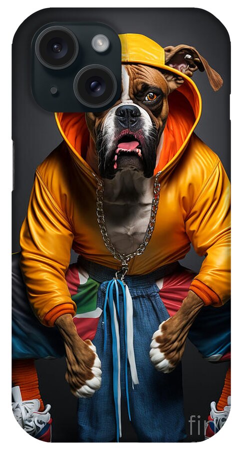 'sup Dawggs iPhone Case featuring the mixed media Sup Dawgg Boxer Sitting by Jay Schankman
