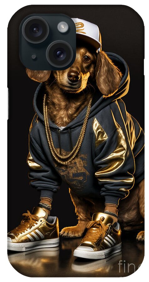 'sup Dawgg Dachshund iPhone Case featuring the mixed media 'Sup Dawgg Dachshund by Jay Schankman