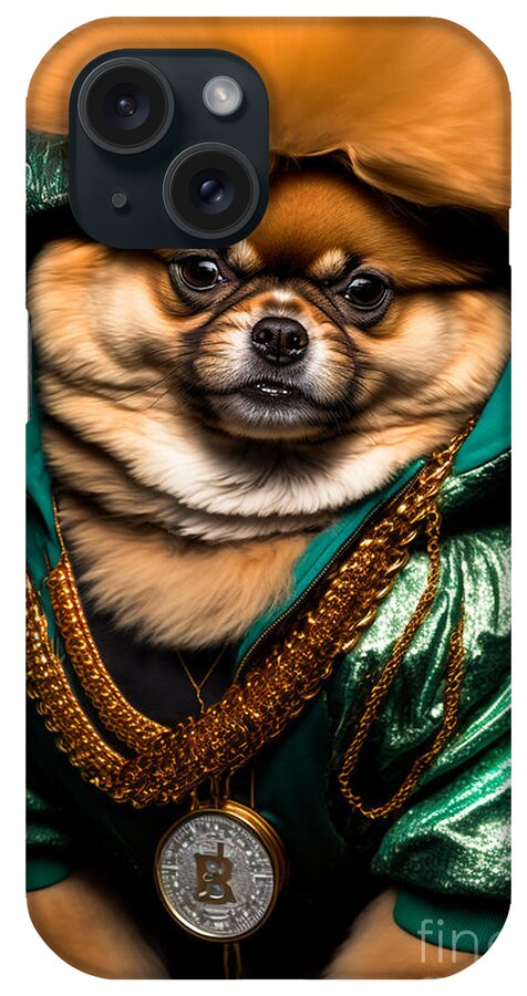 'sup Dawgg Pomeranian iPhone Case featuring the mixed media 'Sup Dawgg Pomeranian by Jay Schankman