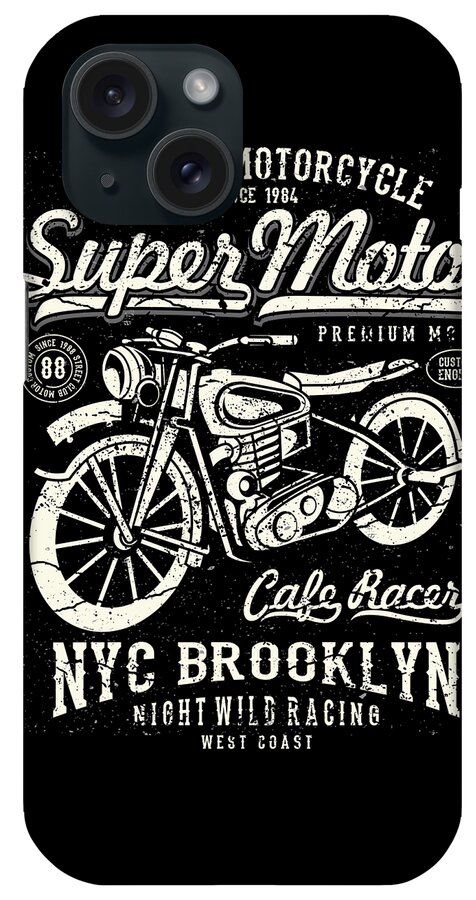 Dirtbike iPhone Case featuring the digital art Super Motor Custom Motorcycle NYC by Jacob Zelazny