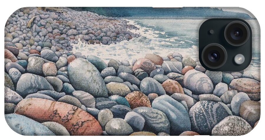 Lake Superior iPhone Case featuring the painting Superior Gems Landscape by Karen Richardson
