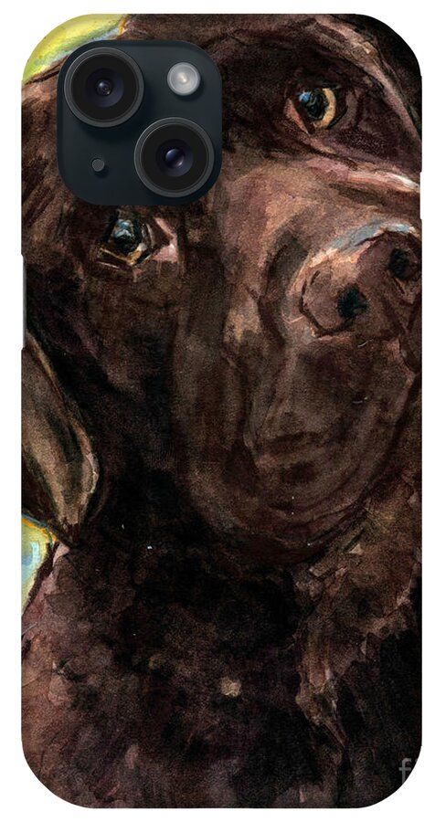 Chocolate Lab iPhone Case featuring the painting Suppertime? by Molly Poole