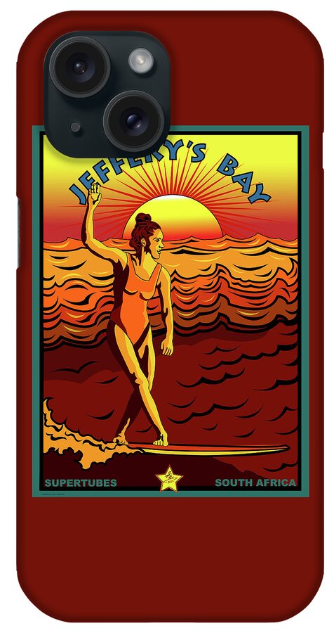 Jeffery's Bay iPhone Case featuring the digital art Surfing Jeffery's Bay Supertubes by Larry Butterworth