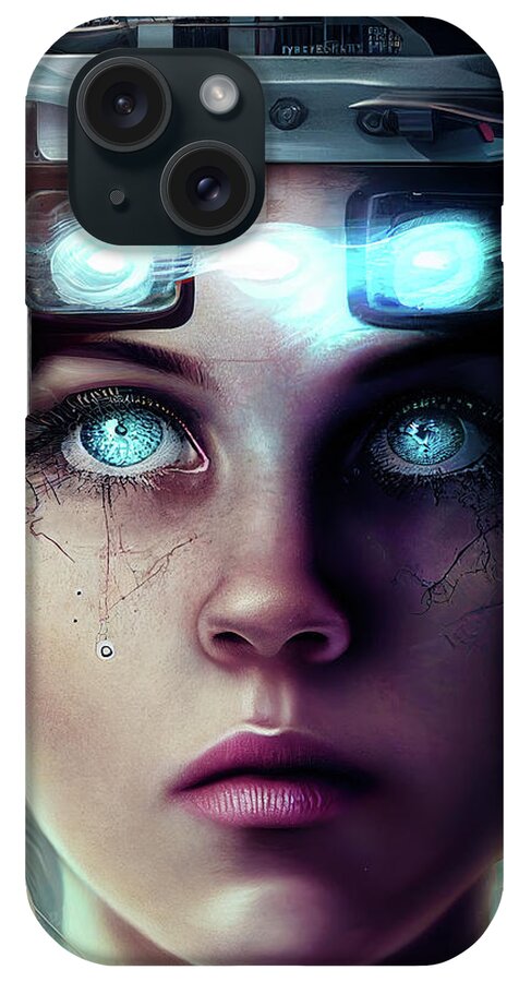 Woman iPhone Case featuring the digital art Surreal Art 15 Mind Control Woman Portrait by Matthias Hauser