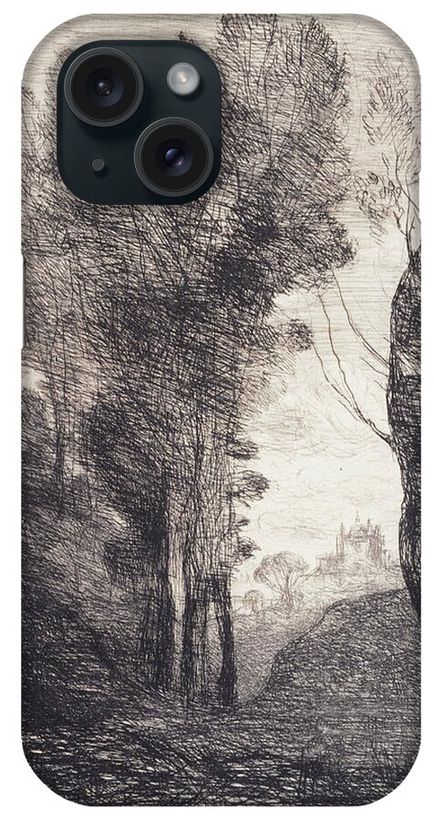 19th Century Painters iPhone Case featuring the relief Surroundings of Rome by Jean-Baptiste-Camille Corot