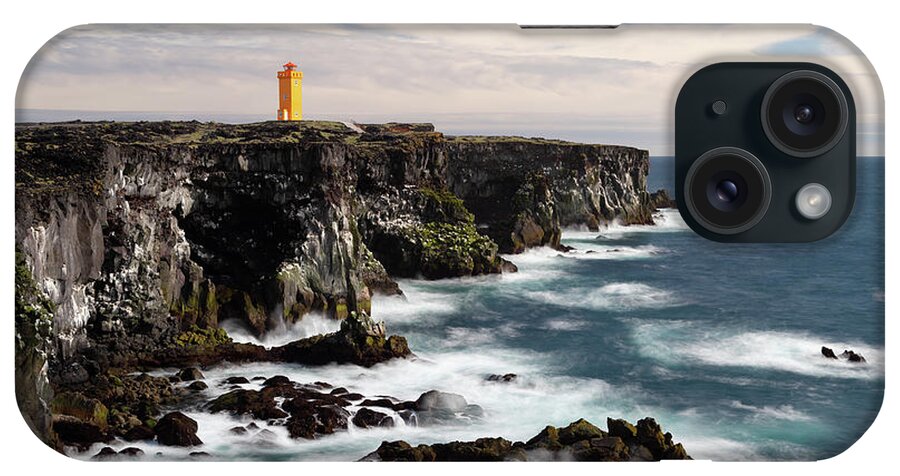 Travel iPhone Case featuring the photograph Svortuloft Lighthouse on the Westernmost part of the Snaefelsnes Peninsula, Iceland I by William Dickman