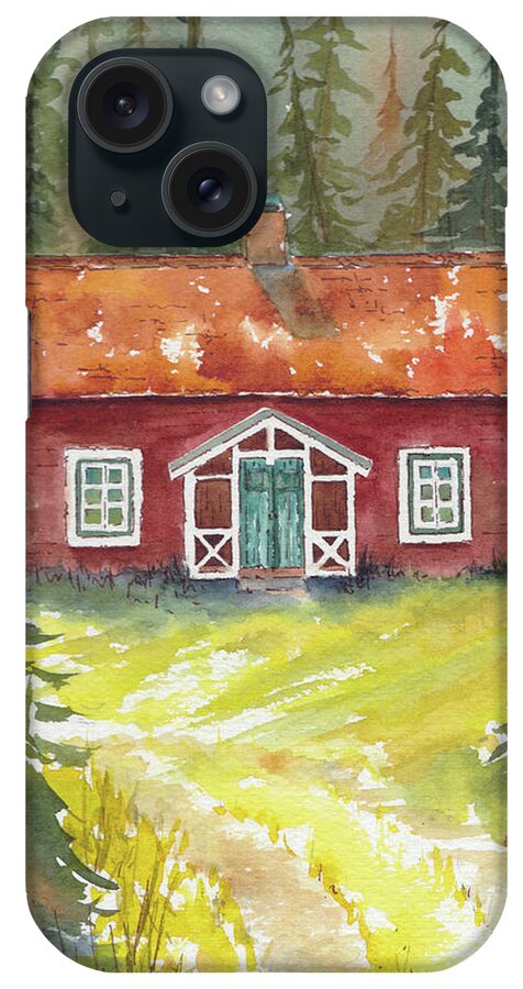  iPhone Case featuring the painting Swedish Cottage Summer by Pat Katz
