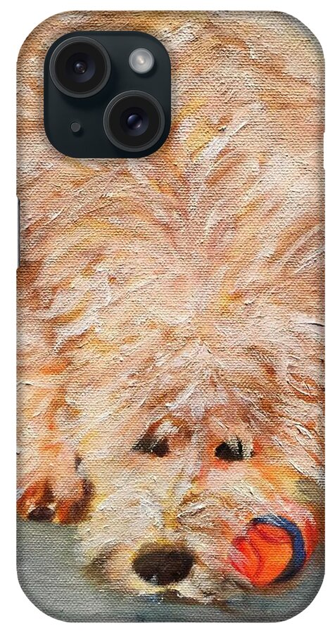 Ball iPhone Case featuring the painting Sweet Lily and her Ball by Juliette Becker