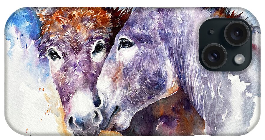 Donkeys iPhone Case featuring the painting Sweet Whispers by Arti Chauhan